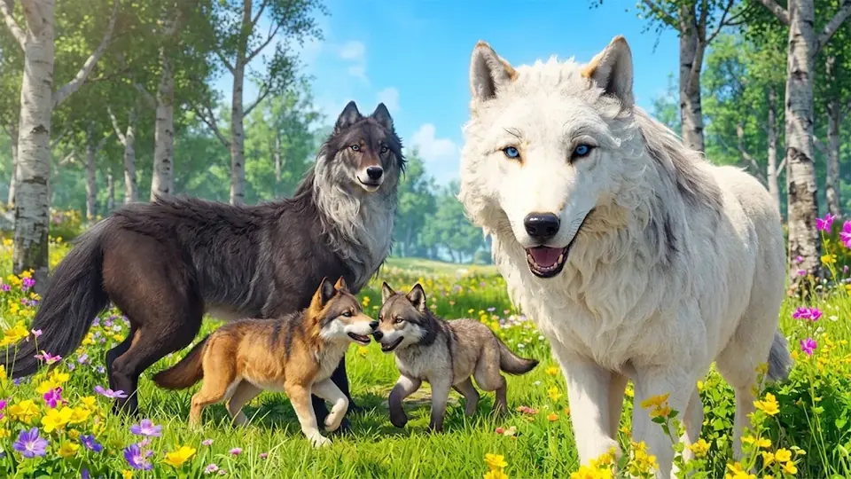 Wild Wolf Family Survival Sim gameplay screenshot